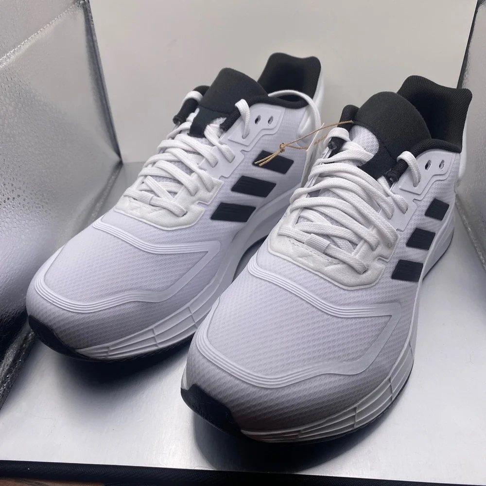 NEW Adidas Duramo 10 Mens Running Shoes White Black Size 7 US - Picture 3 of 9
